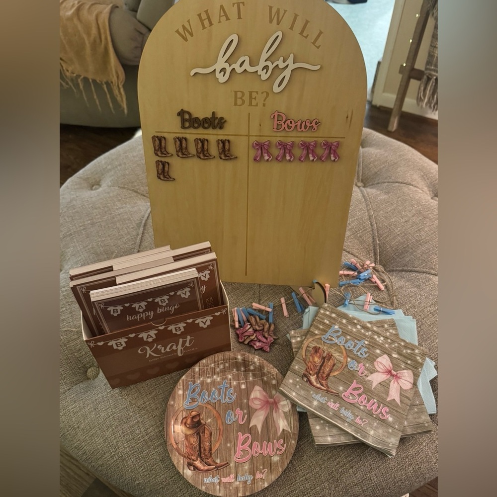 Gender Reveal Boots and Bows Set